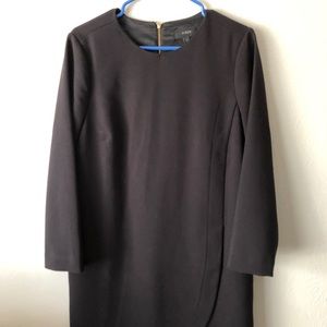 JCREW black wool dress gold exposed zipper size 10